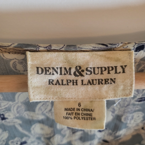 Denim & Supply Ralph Lauren Dress Blue Floral V-Neck High-Low Midi 6 Boho-chic - Picture 7 of 11